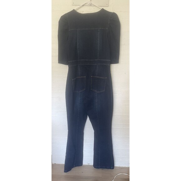 Retro 70s Y2K inspired Denim Jumpsuit Puff 3/4 Sleeve by Venus Sz 14 - Picture 7 of 7
